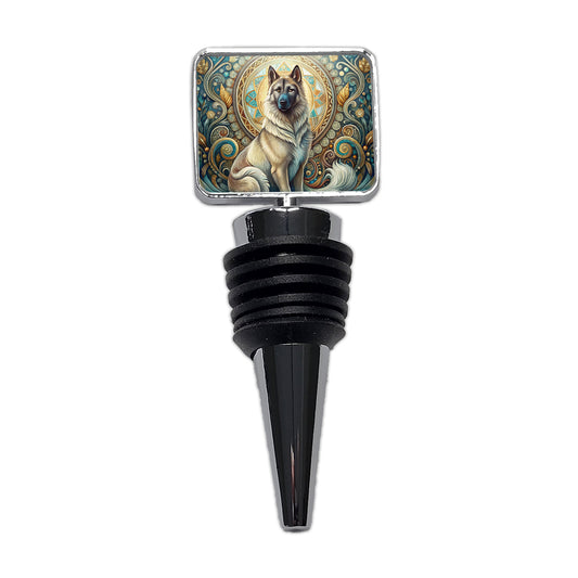 Norwegian Elkhound Dog Art Nouveau Wine Bottle Stopper