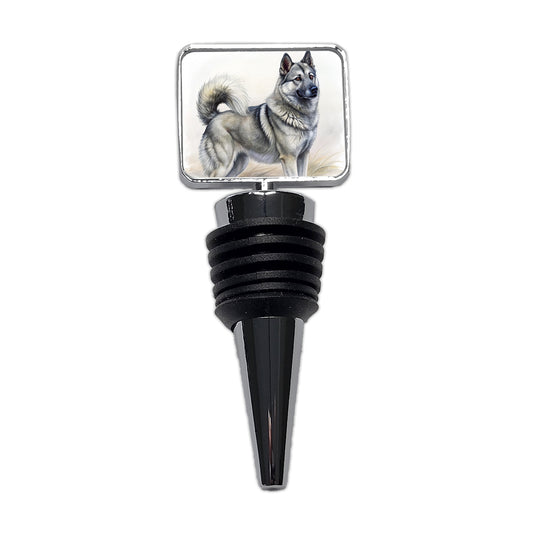 Norwegian Elkhound Dog Illustration Wine Bottle Stopper