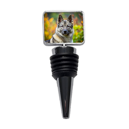 Norwegian Elkhound Dog Photo Wine Bottle Stopper