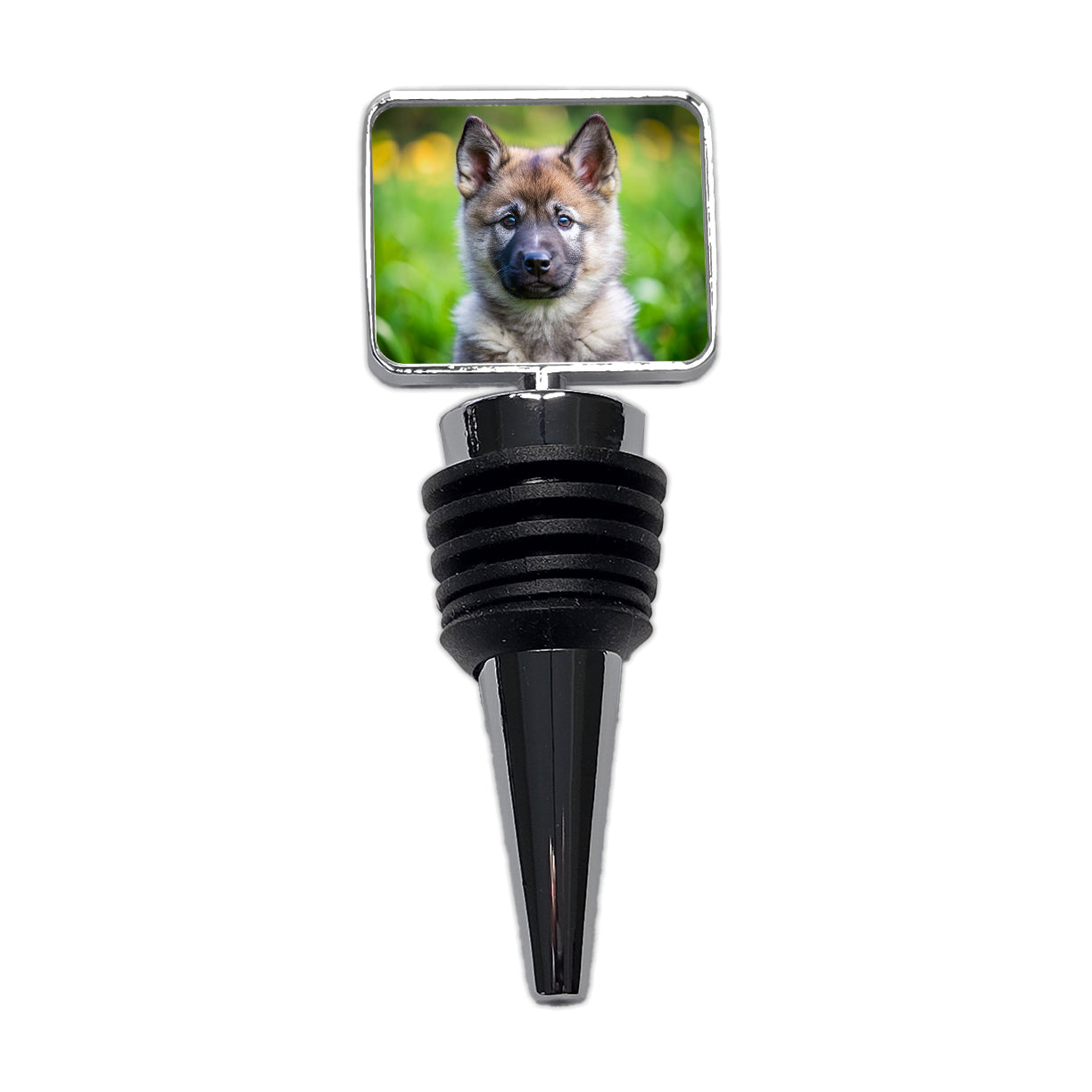 Norwegian Elkhound Dog Puppy Photo Wine Bottle Stopper