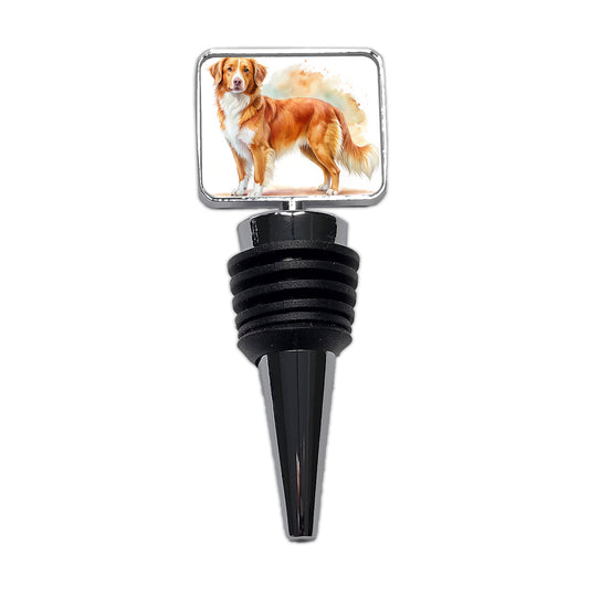 Nova Scotia Duck Tolling Retriever Dog Watercolor Style Wine Bottle Stopper