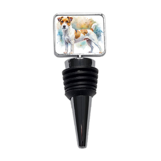 Parson Russell Terrier Dog Watercolor Style Wine Bottle Stopper