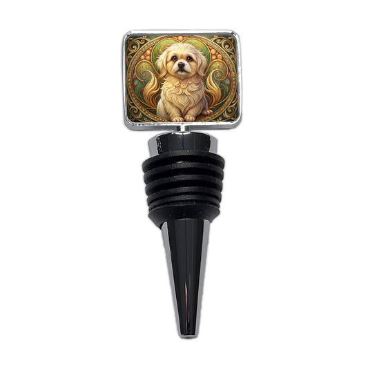 Pekapoo Dog Art Nouveau Wine Bottle Stopper