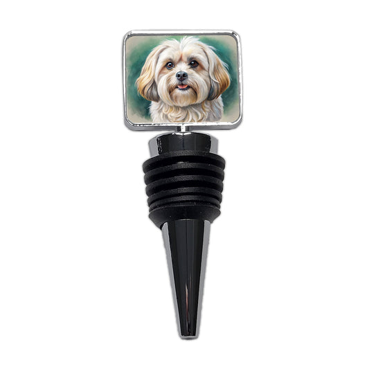 Pekapoo Dog Illustration Wine Bottle Stopper