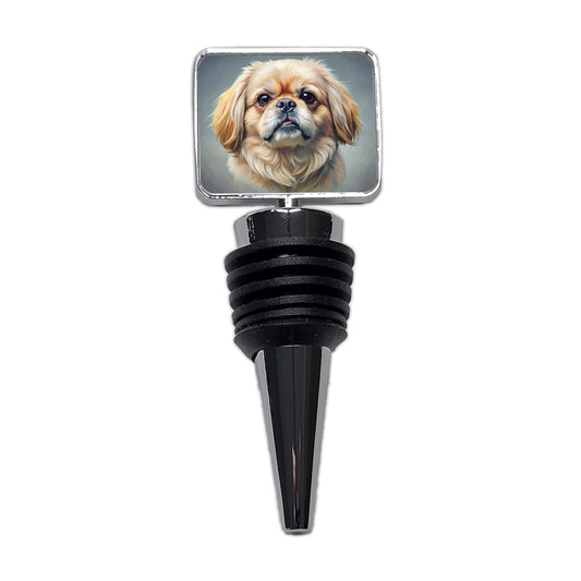 Pekingese Dog Illustration Wine Bottle Stopper
