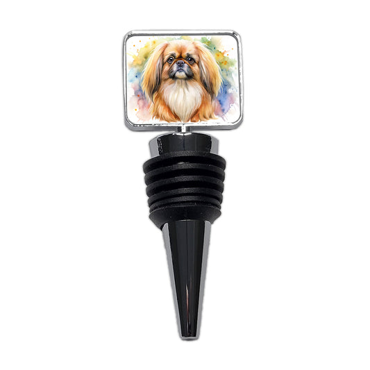 Pekingese Dog Watercolor Style Wine Bottle Stopper