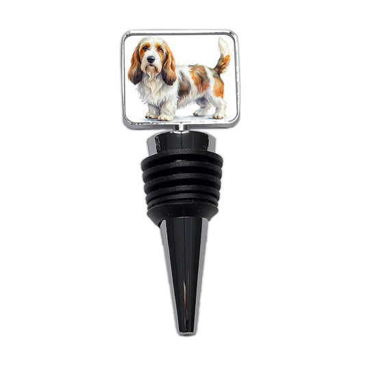 Petit Basset Griffon Vendeen Dog Watercolor Style Wine Bottle Stopper