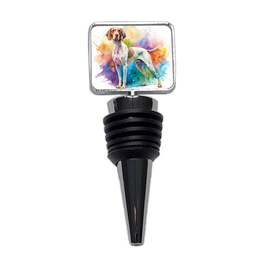 Pointer Dog Watercolor Style Wine Bottle Stopper