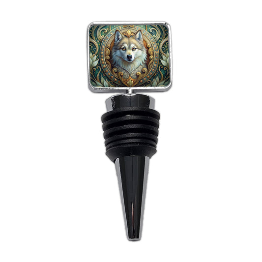 Pomsky Dog Art Nouveau Wine Bottle Stopper