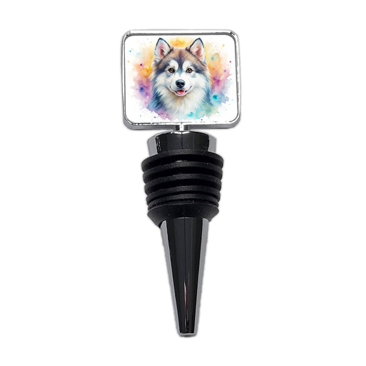 Pomsky Dog Watercolor Style Wine Bottle Stopper