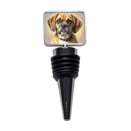 Puggle Dog Illustration Wine Bottle Stopper