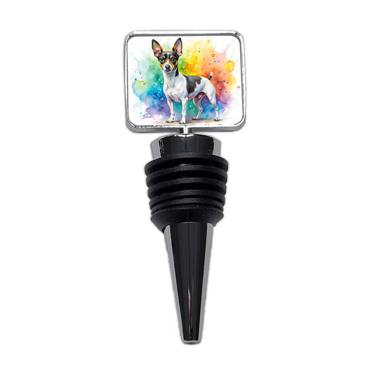 Rat Terrier Dog Watercolor Style Wine Bottle Stopper
