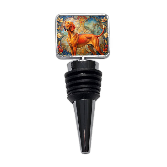 Redbone Coonhound Dog Art Nouveau Wine Bottle Stopper