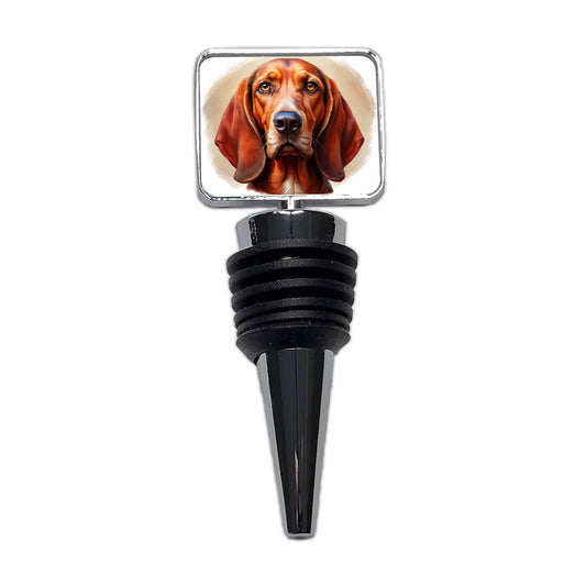 Redbone Coonhound Dog Illustration Wine Bottle Stopper