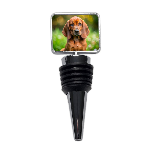 Redbone Coonhound Dog Puppy Photo Wine Bottle Stopper