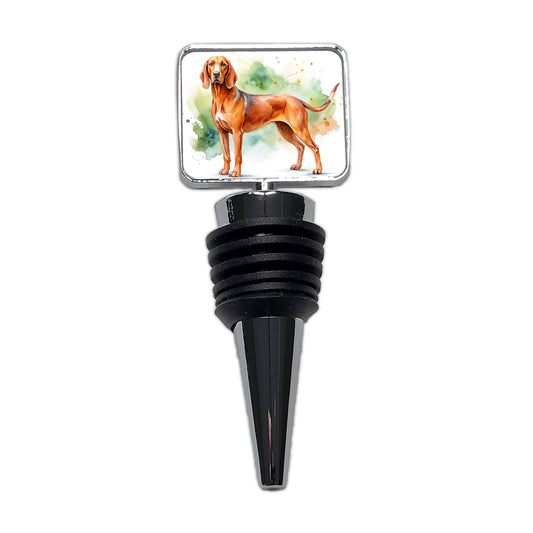 Redbone Coonhound Dog Watercolor Style Wine Bottle Stopper