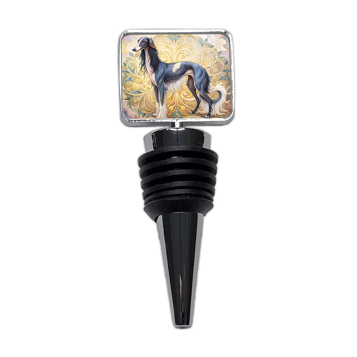 Saluki Dog Art Nouveau Wine Bottle Stopper