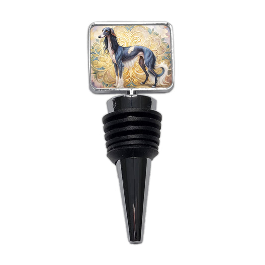 Saluki Dog Art Nouveau Wine Bottle Stopper