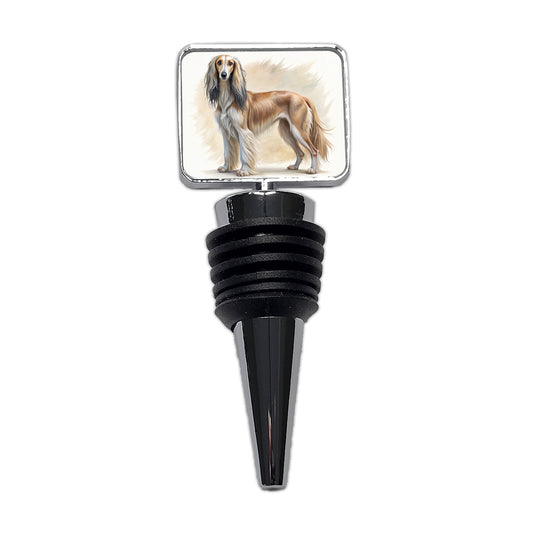 Saluki Dog Illustration Wine Bottle Stopper