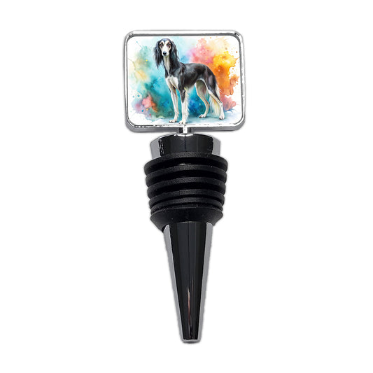 Saluki Dog Watercolor Style Wine Bottle Stopper