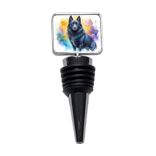 Schipperke Dog Watercolor Style Wine Bottle Stopper