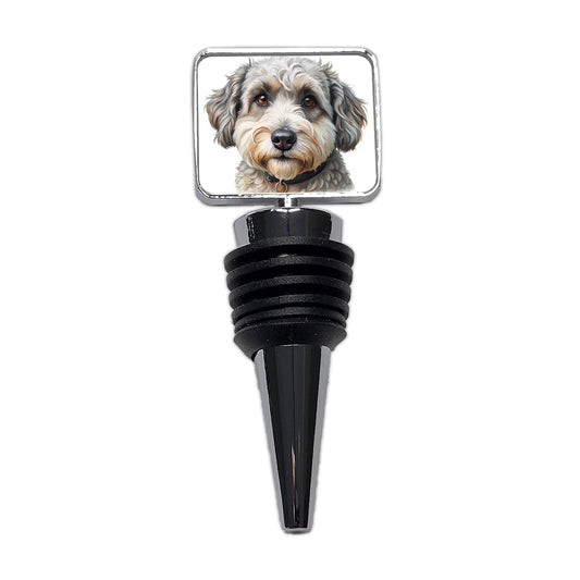 Schnoodle Dog Illustration Wine Bottle Stopper