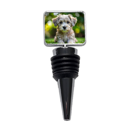 Schnoodle Dog Puppy Photo Wine Bottle Stopper