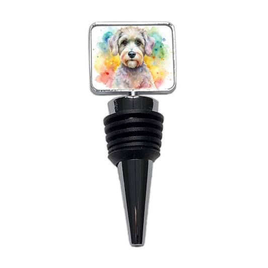 Schnoodle Dog Watercolor Style Wine Bottle Stopper