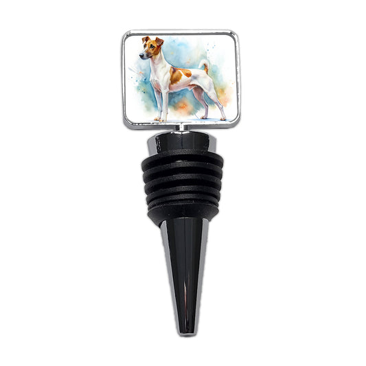 Smooth Fox Terrier Dog Watercolor Style Wine Bottle Stopper