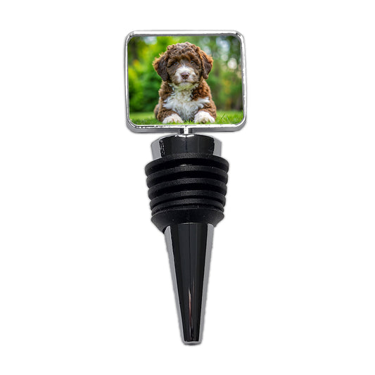 Spanish Water Dog Puppy Photo Wine Bottle Stopper