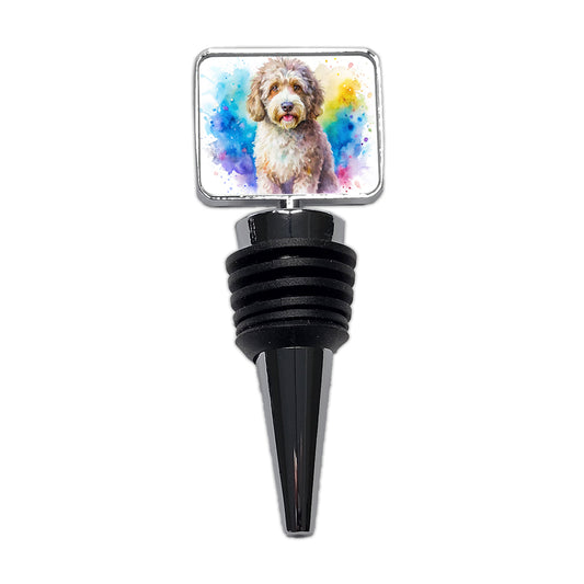 Spanish Water Dog Watercolor Style Wine Bottle Stopper