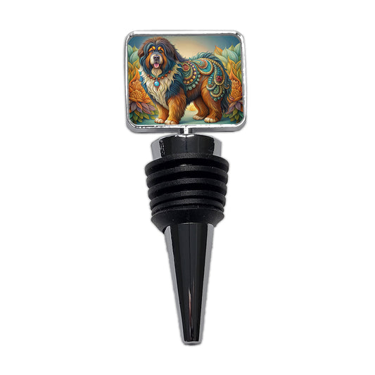 Tibetan Mastiff Dog Art Nouveau Wine Bottle Stopper