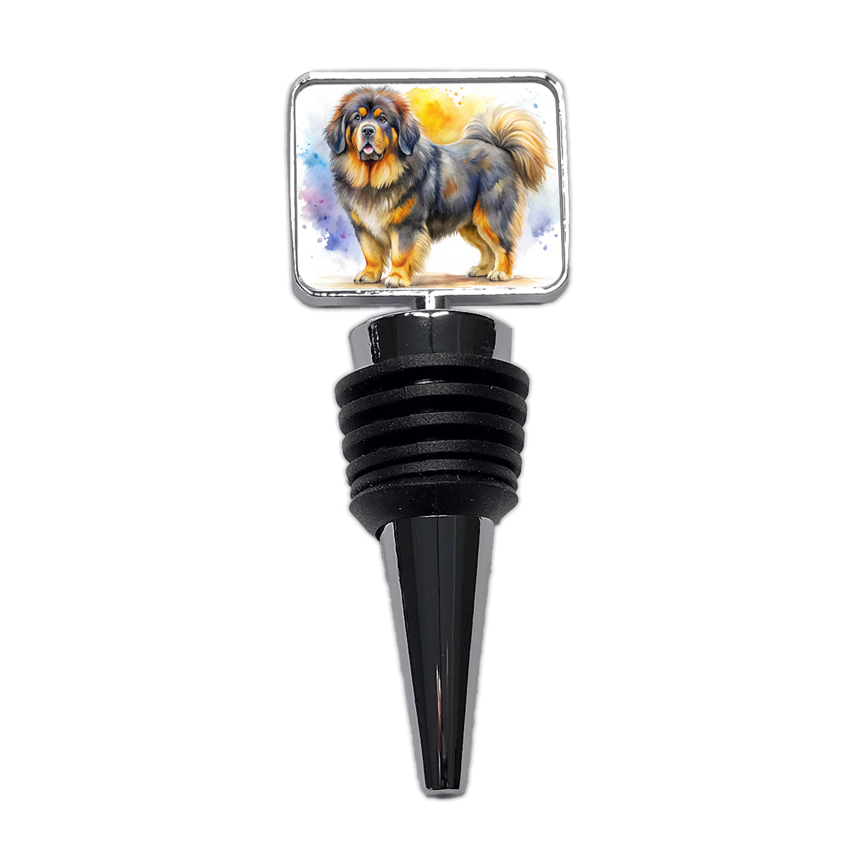 Tibetan Mastiff Dog Watercolor Style Wine Bottle Stopper