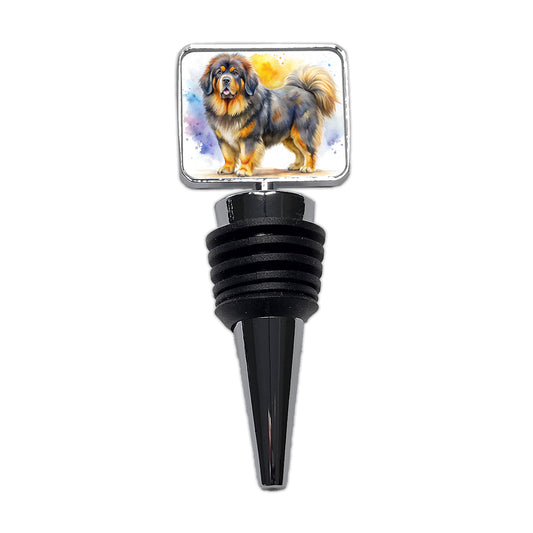 Tibetan Mastiff Dog Watercolor Style Wine Bottle Stopper