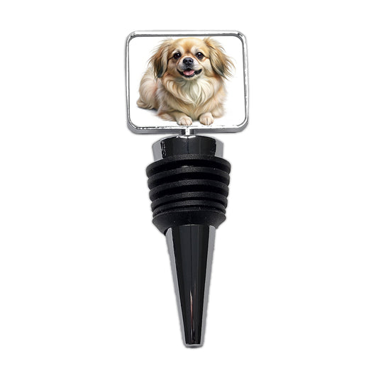 Tibetan Spaniel Dog Illustration Wine Bottle Stopper