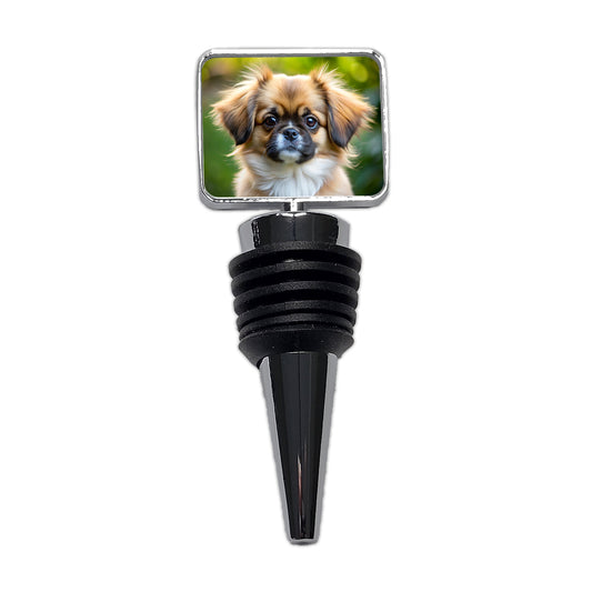 Tibetan Spaniel Dog Puppy Photo Wine Bottle Stopper