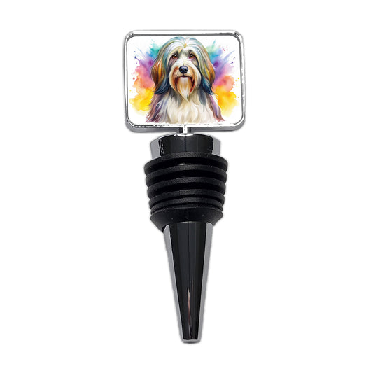 Tibetan Terrier Dog Watercolor Style Wine Bottle Stopper