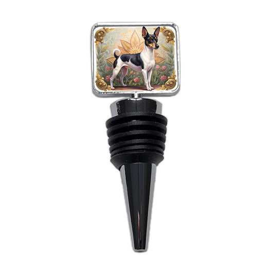 Toy Fox Terrier Dog Art Nouveau Wine Bottle Stopper
