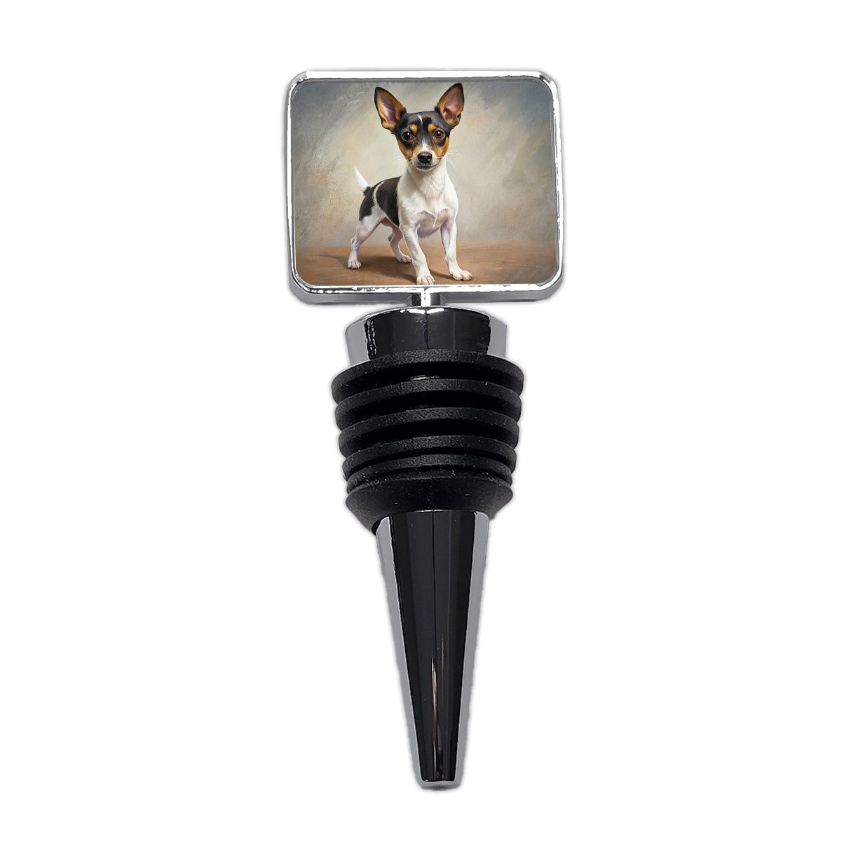 Toy Fox Terrier Dog Illustration Wine Bottle Stopper