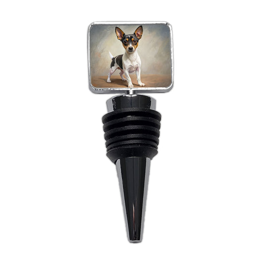 Toy Fox Terrier Dog Illustration Wine Bottle Stopper