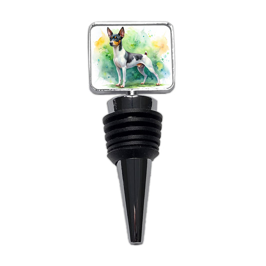 Toy Fox Terrier Dog Watercolor Style Wine Bottle Stopper