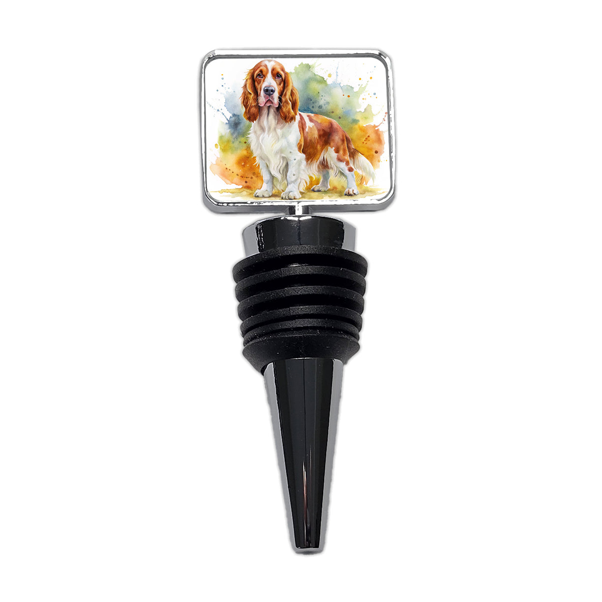 Welsh Springer Spaniel Dog Watercolor Style Wine Bottle Stopper