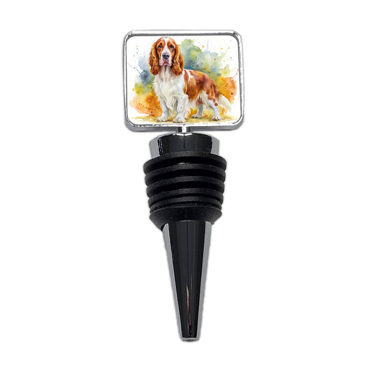 Welsh Springer Spaniel Dog Watercolor Style Wine Bottle Stopper