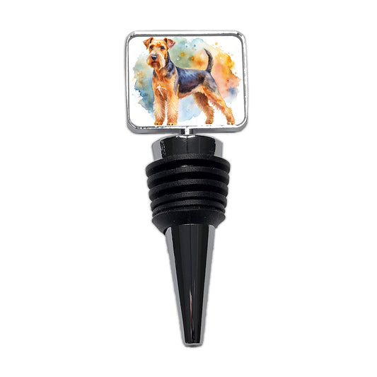 Welsh Terrier Dog Watercolor Style Wine Bottle Stopper
