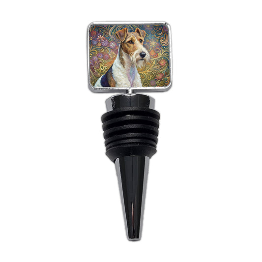 Wire Fox Terrier Dog Art Nouveau Wine Bottle Stopper