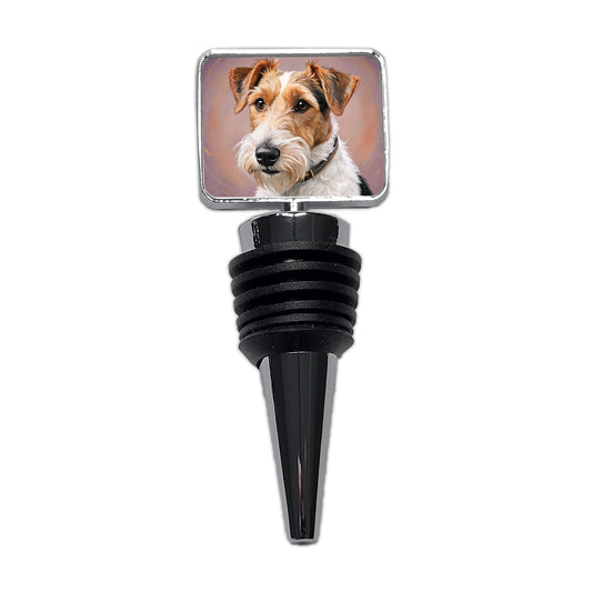 Wire Fox Terrier Dog Illustration Wine Bottle Stopper