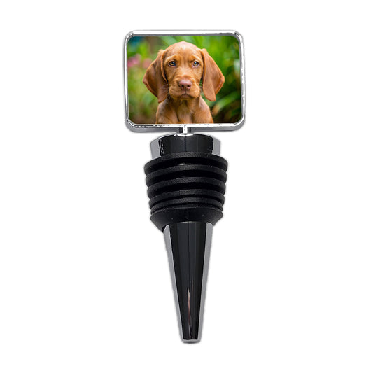 Wirehaired Vizsla Dog Puppy Photo Wine Bottle Stopper