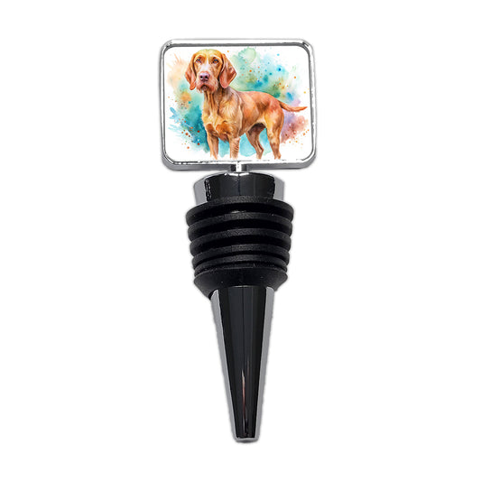 Wirehaired Vizsla Dog Watercolor Style Wine Bottle Stopper