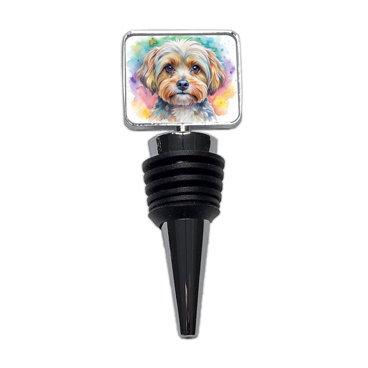 Yorkipoo Dog Watercolor Style Wine Bottle Stopper