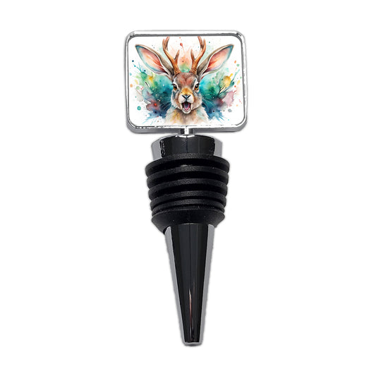 Angry Jackalope Watercolor Wine Bottle Stopper